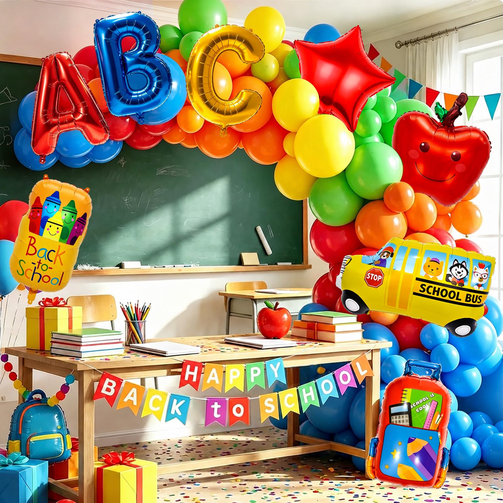 Labrostar globos foil con motivos escolares que aportan toque temático