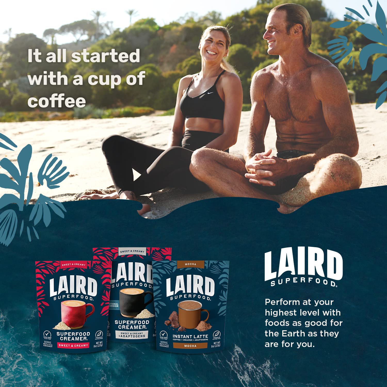 Laird Superfood polvo ya disuelto en taza con acabado sedoso