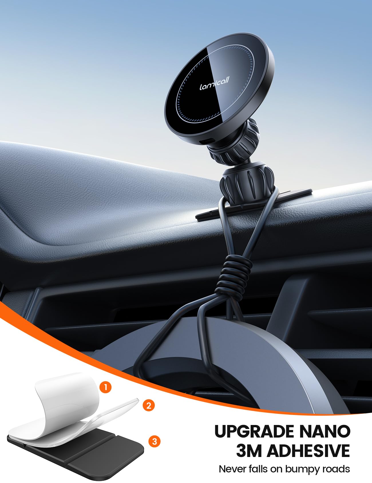 Lamicall ilustración de la rotación 360° para ajustes de vista y navegación