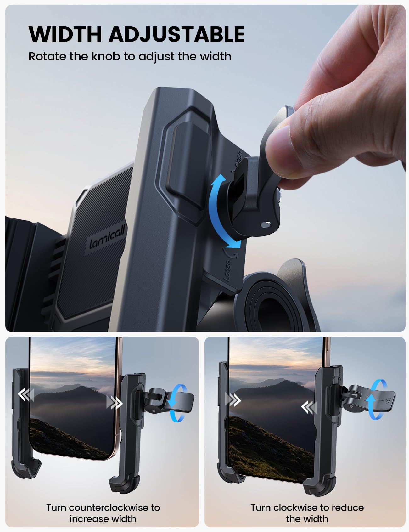 Lamicall rótula 360° en primer plano que permite ajuste fácil