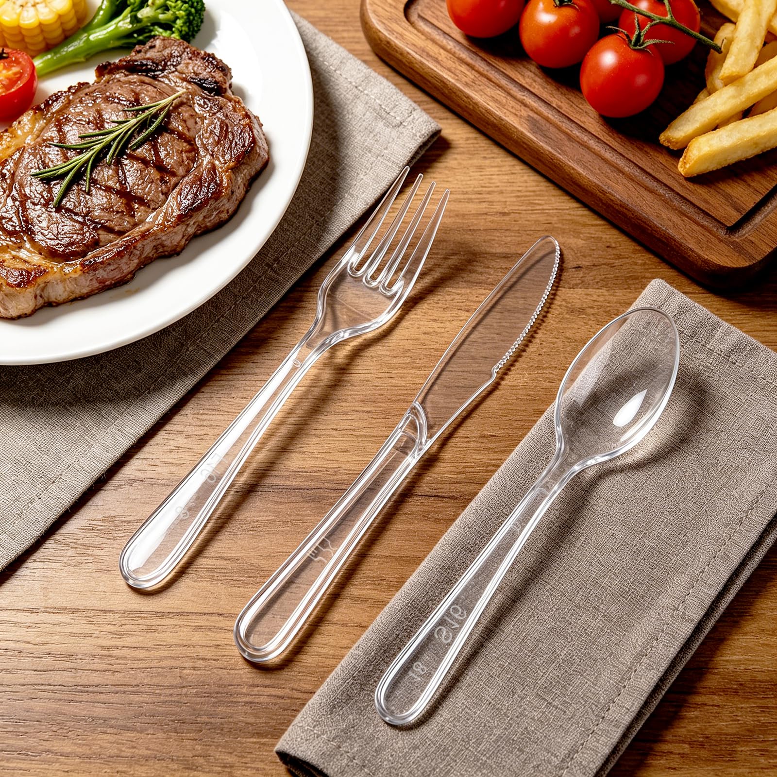Lamosi cubiertos dispuestos en mesa elegante para eventos