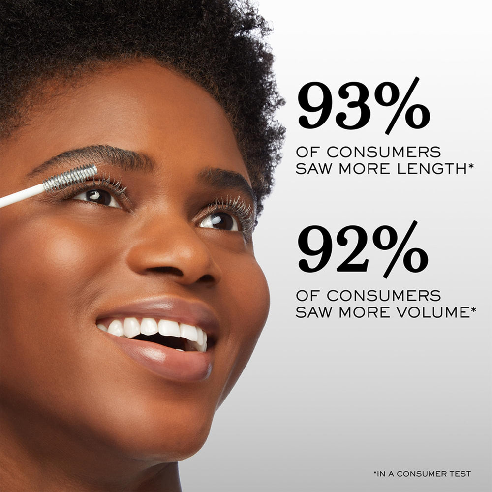 Lancôme side-by-side lashes before and after primer for visible volume benefit