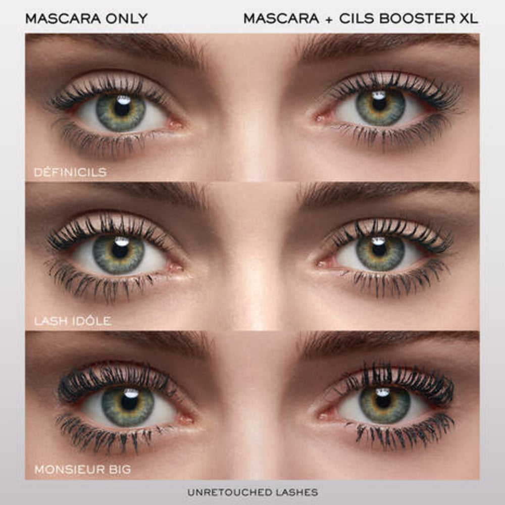 Lancôme primer applied before mascara on lashes demonstrating smoother application