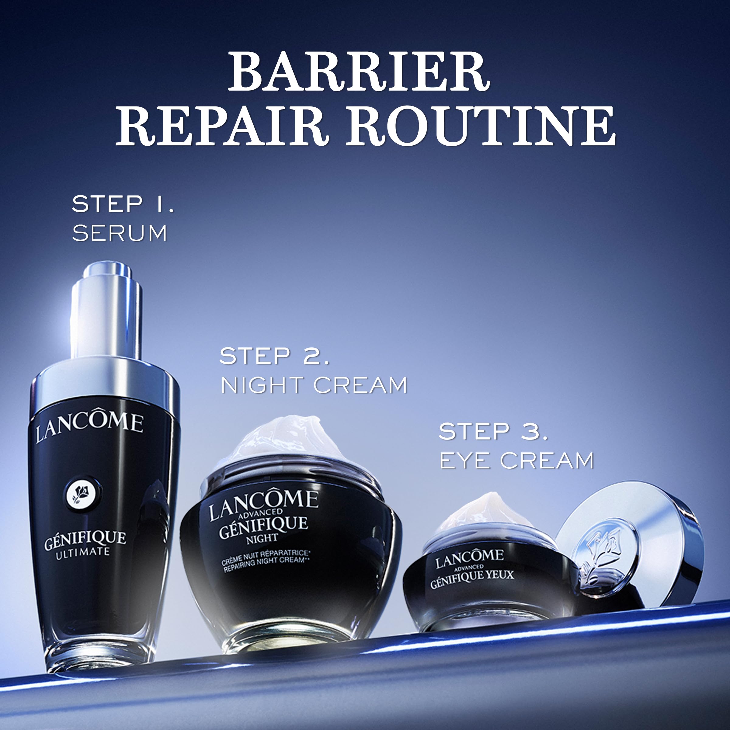 Lancôme comparación antes y después que muestra mejora en textura