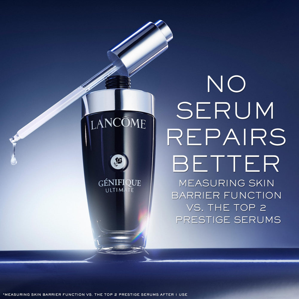 Lancôme textura del sérum en primer plano que destaca hidratación y ligereza