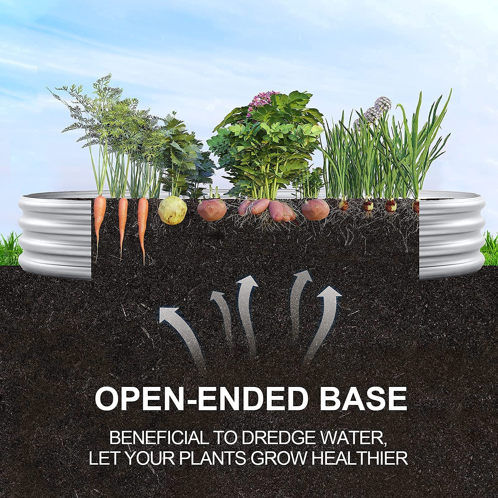 Land Guard raised bed in use with vegetables showing efficient space and easy access