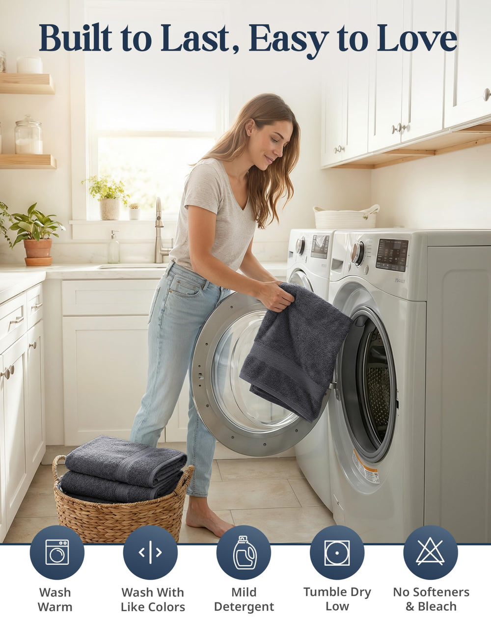 LANE LINEN detalle de costuras dobles y dobladillos reforzados duraderos