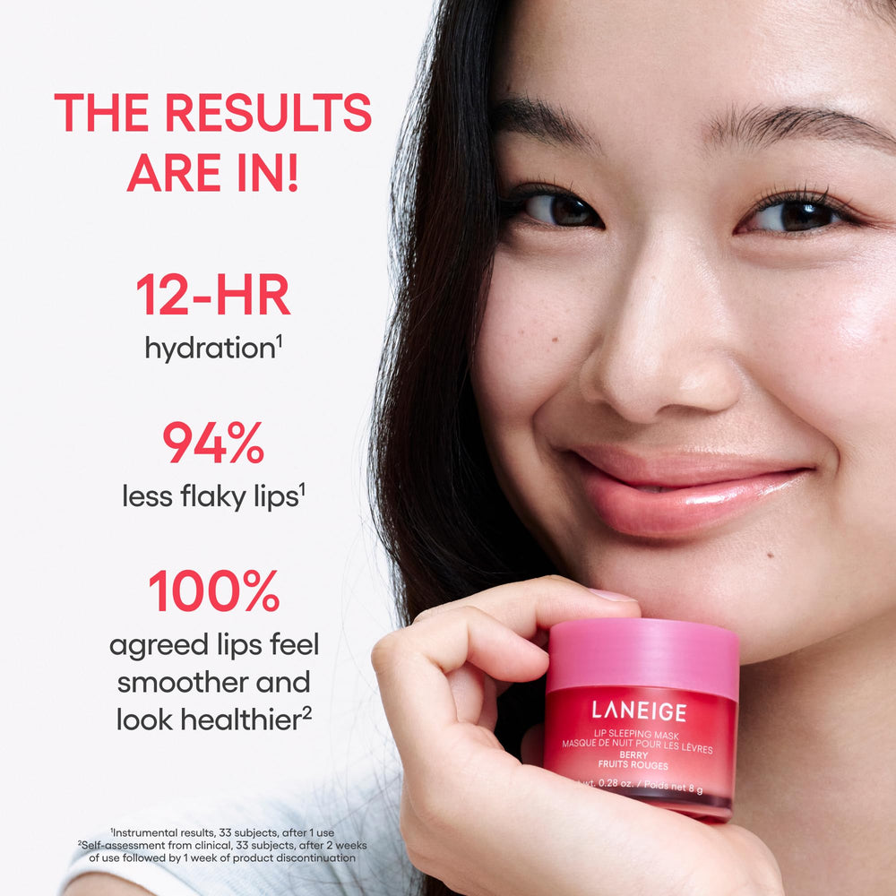 LANEIGE etiqueta con ingredientes clave que destaca vitamina C y mantecas nutritivas
