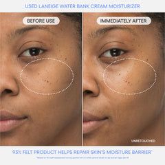 LANEIGE crema aplicada en mano demostrando hidratación inmediata