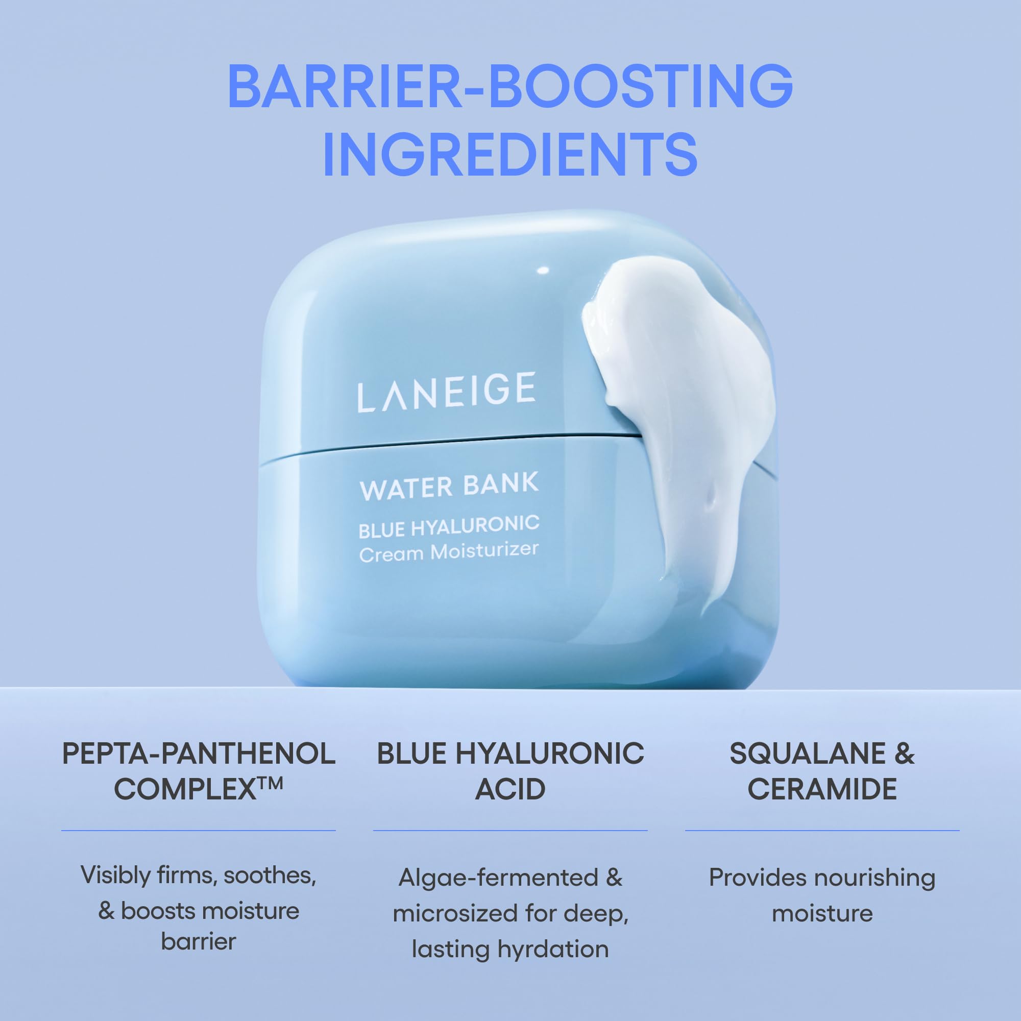LANEIGE primer plano de ingredientes clave y beneficios humectantes