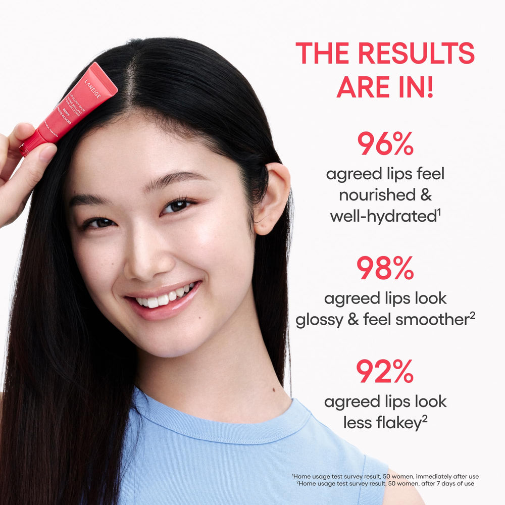 LANEIGE aplicación en labios mostrando brillo natural y aspecto sano