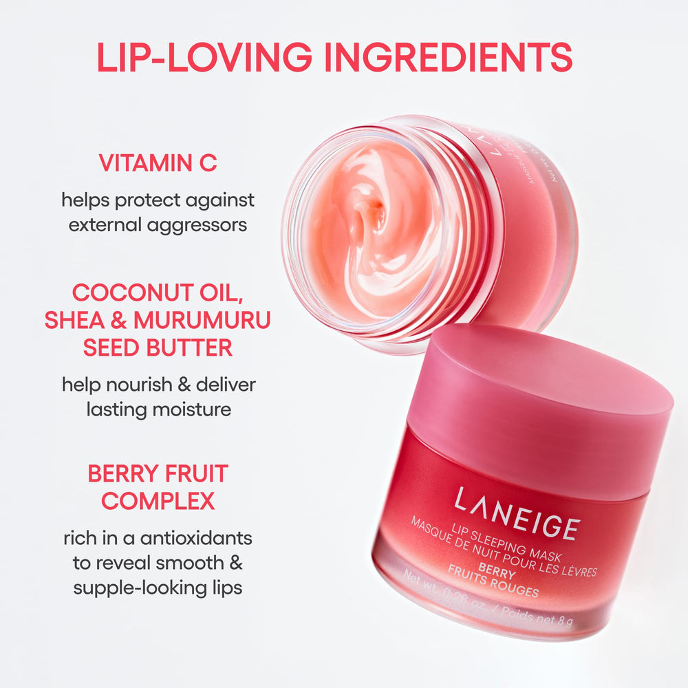 LANEIGE aplicación nocturna en labios demostrando suavidad matutina
