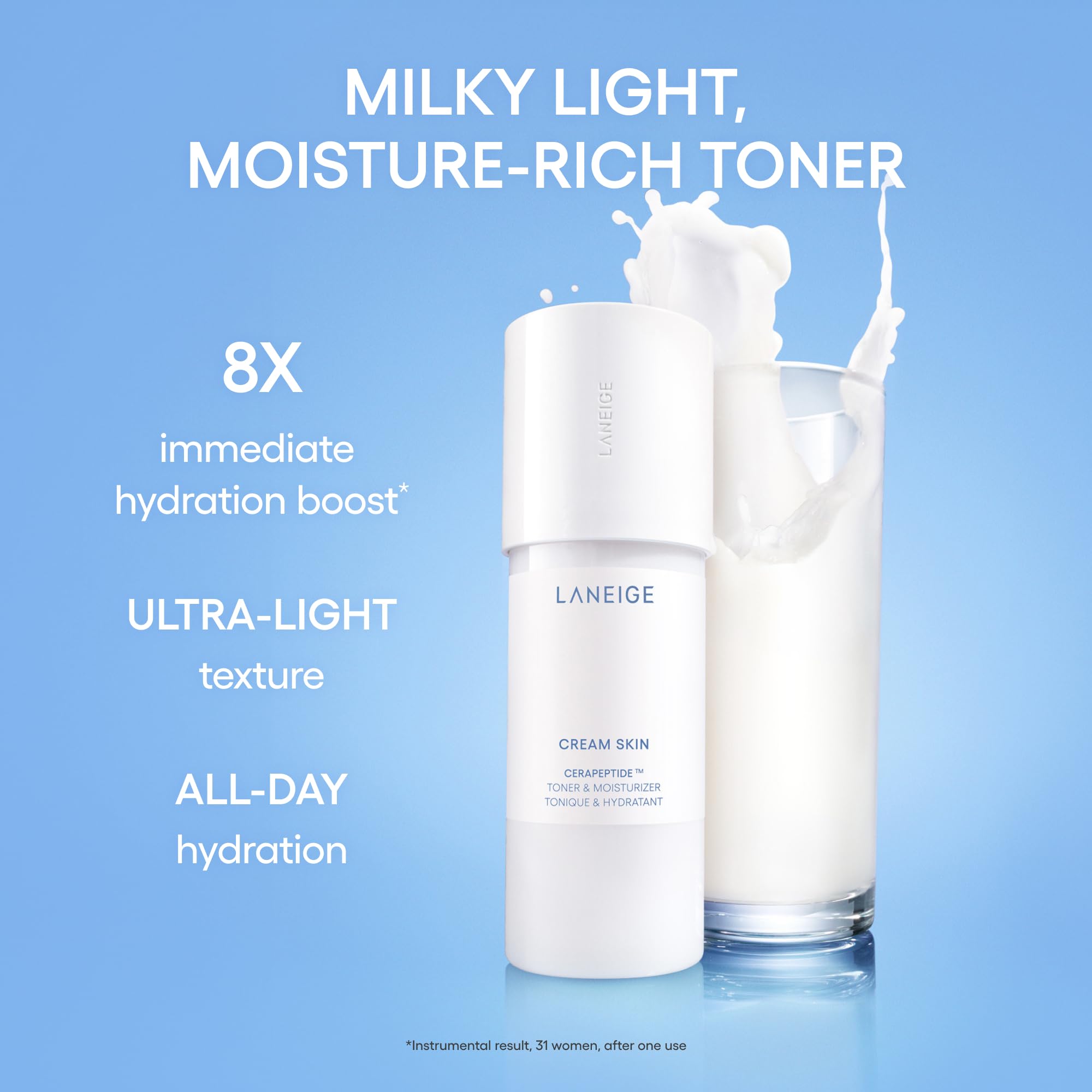 LANEIGE textura lechosa en gota que muestra rápida absorción