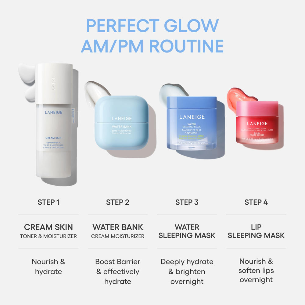 LANEIGE producto en rutina con suero y protector solar