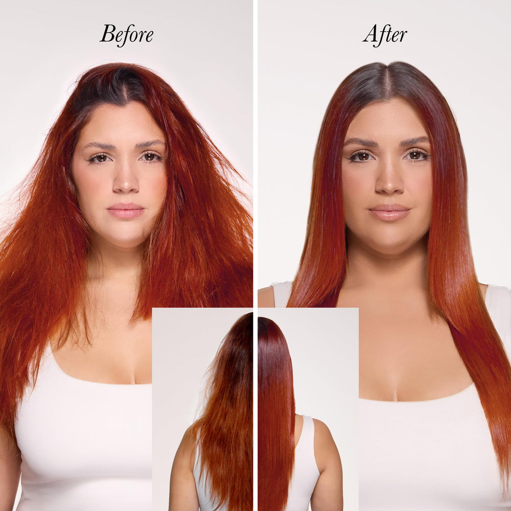L'ANGE HAIR antes y después mostrando reducción de frizz visible