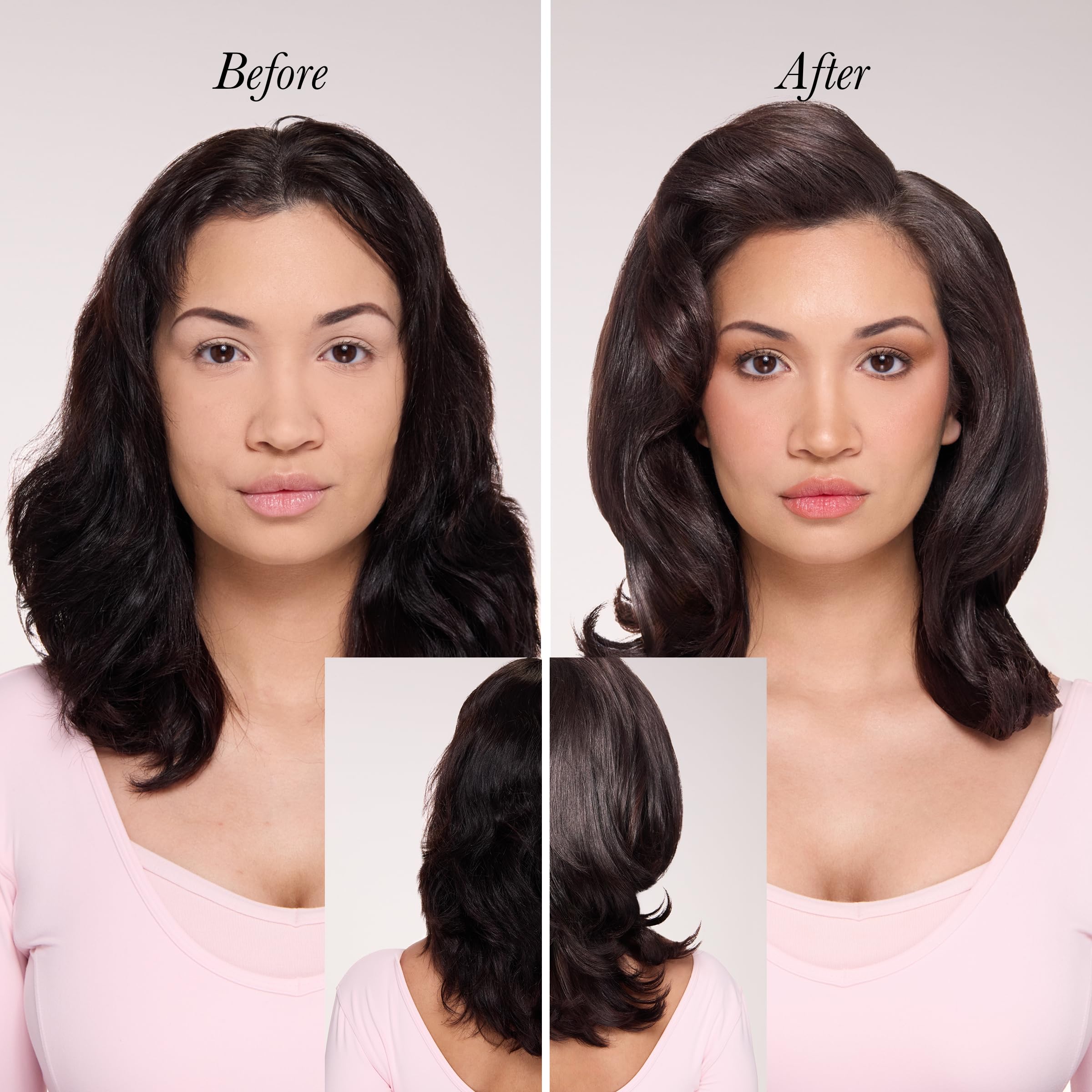 L'ANGE HAIR comparativa de tamaño con mano mostrando portabilidad y ergonomía