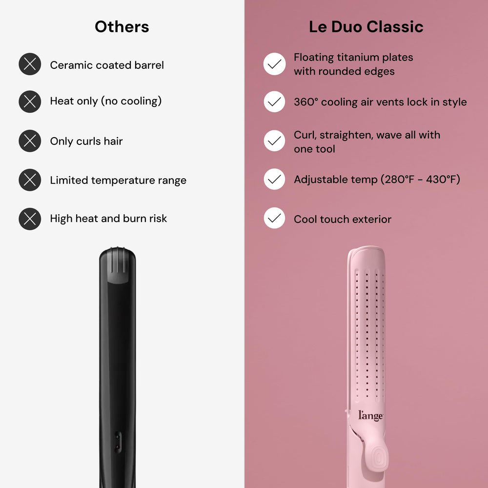 L'ANGE HAIR comparación de tamaño en mano que muestra ergonomía ligera