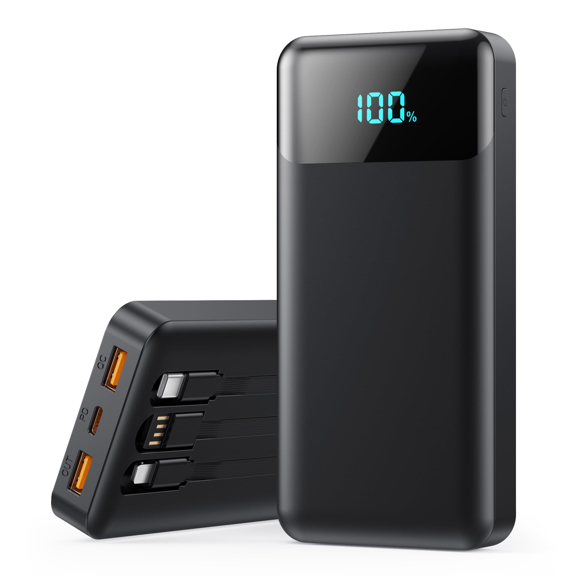 LanLuk vista frontal del power bank negro mostrando diseño y capacidad grande