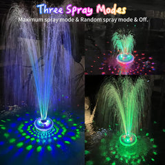 LanPool close-up of six LEDs illuminating water, highlights vibrant pool lighting effect