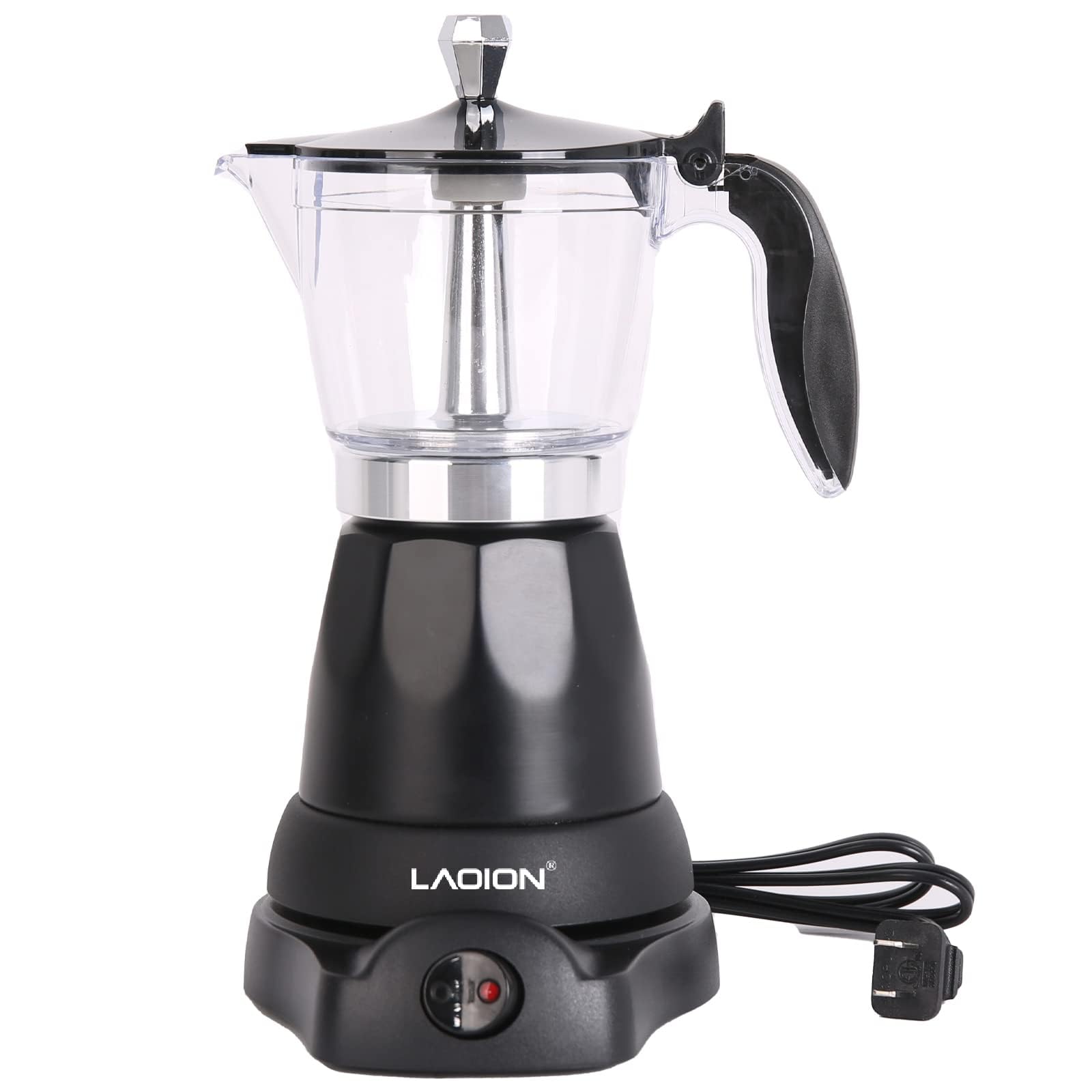 LAOION cafetera cubana frontal mostrando diseño y capacidad para espresso