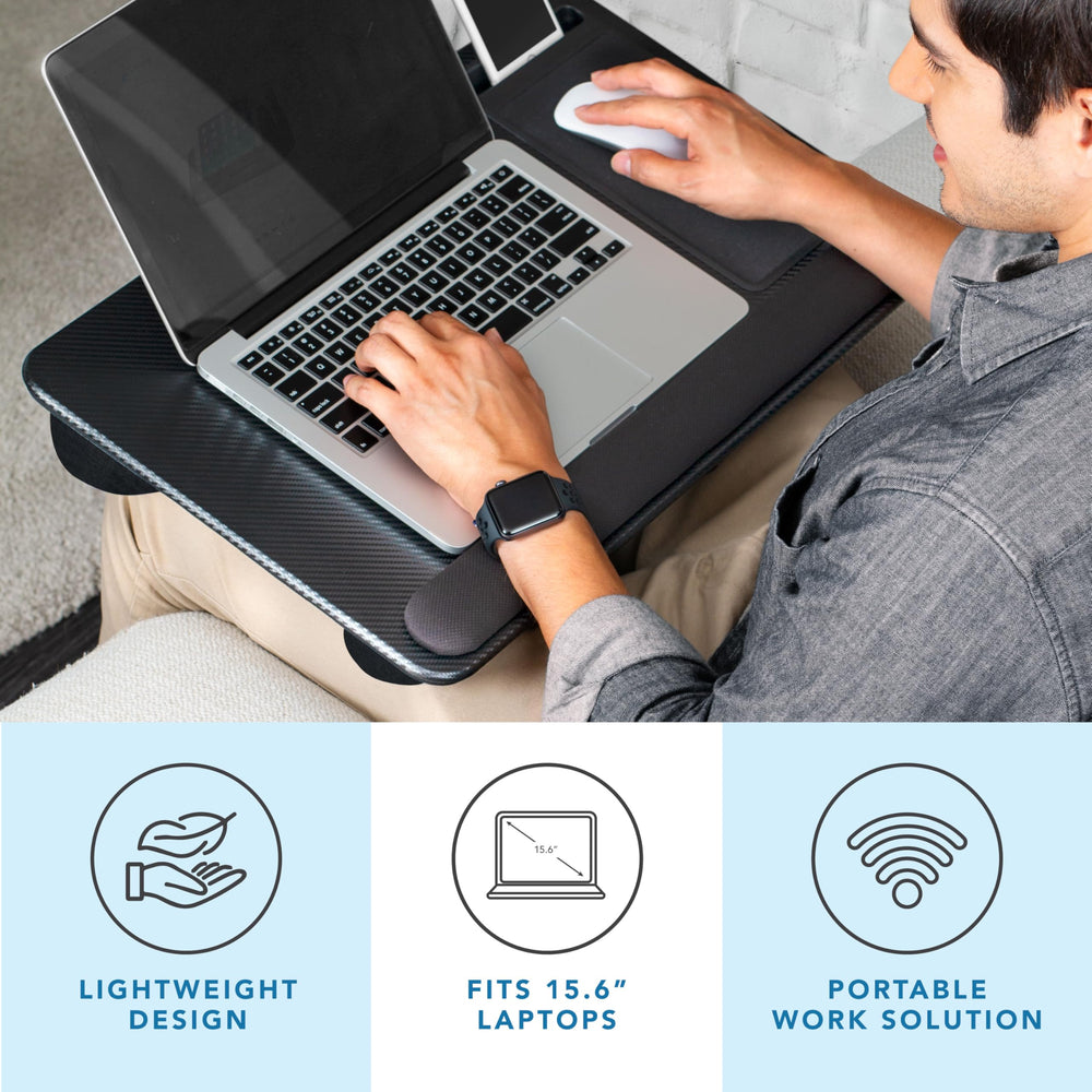 Detalle de la textura de superficie LapGear Home Office Pro que facilita ventilación y limpieza