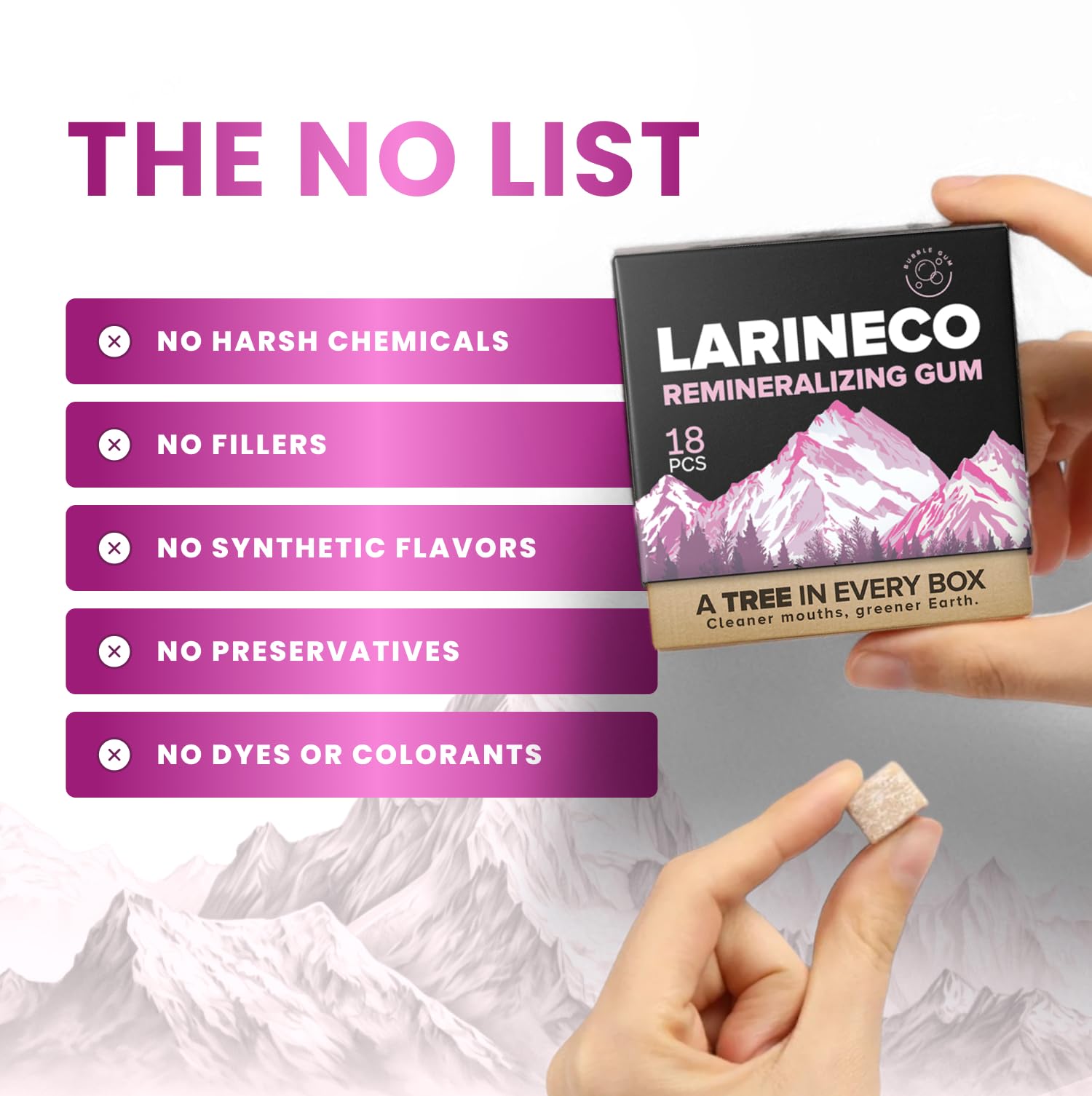 Larine co etiqueta con ingredientes como hidroxiapatita y xilitol visibles