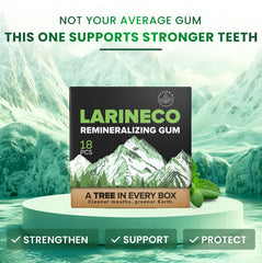 Larine co primer plano de textura del chicle destacando base biodegradable