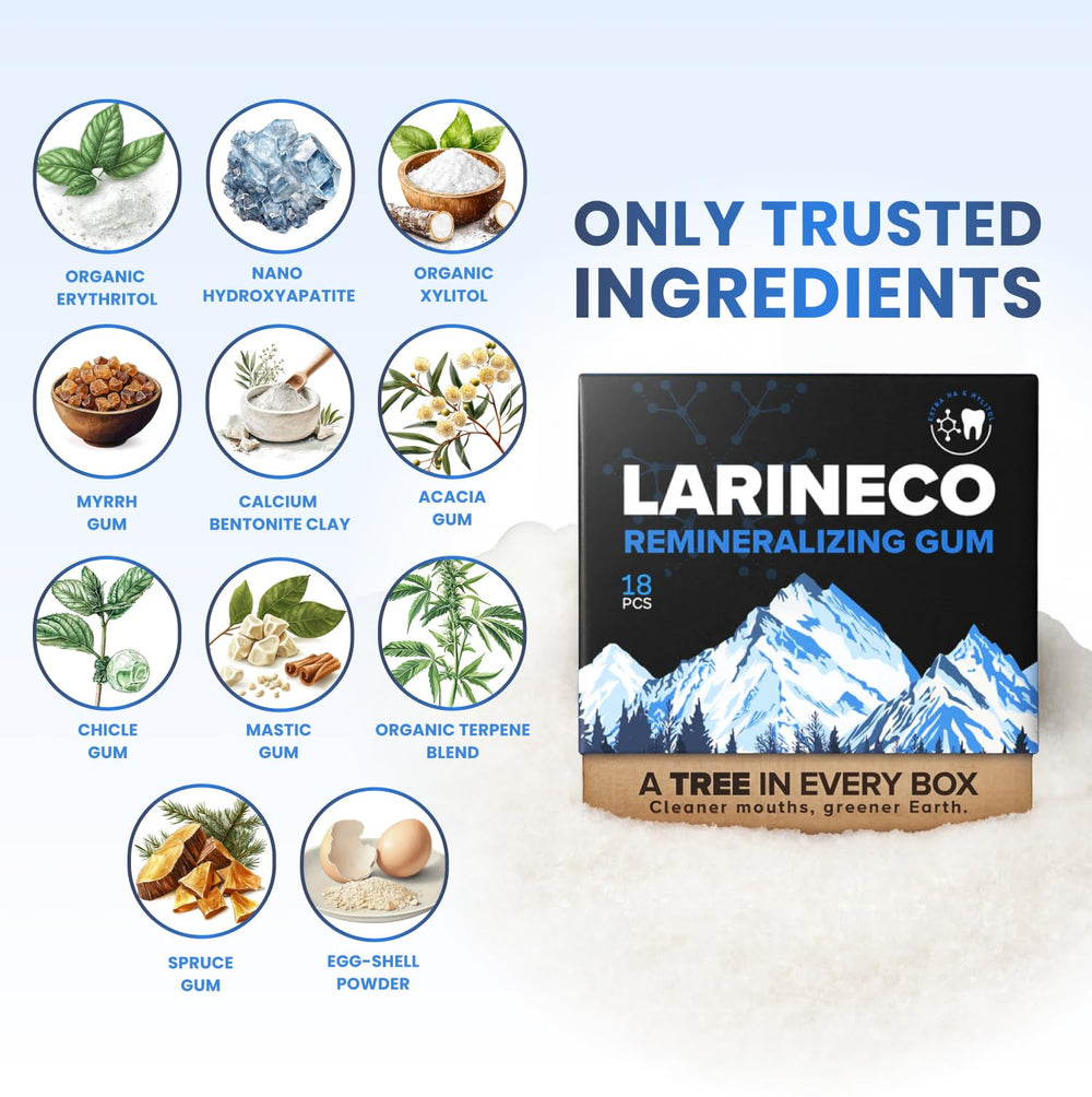 Larineco paquete junto a una regla mostrando el tamaño y cantidad