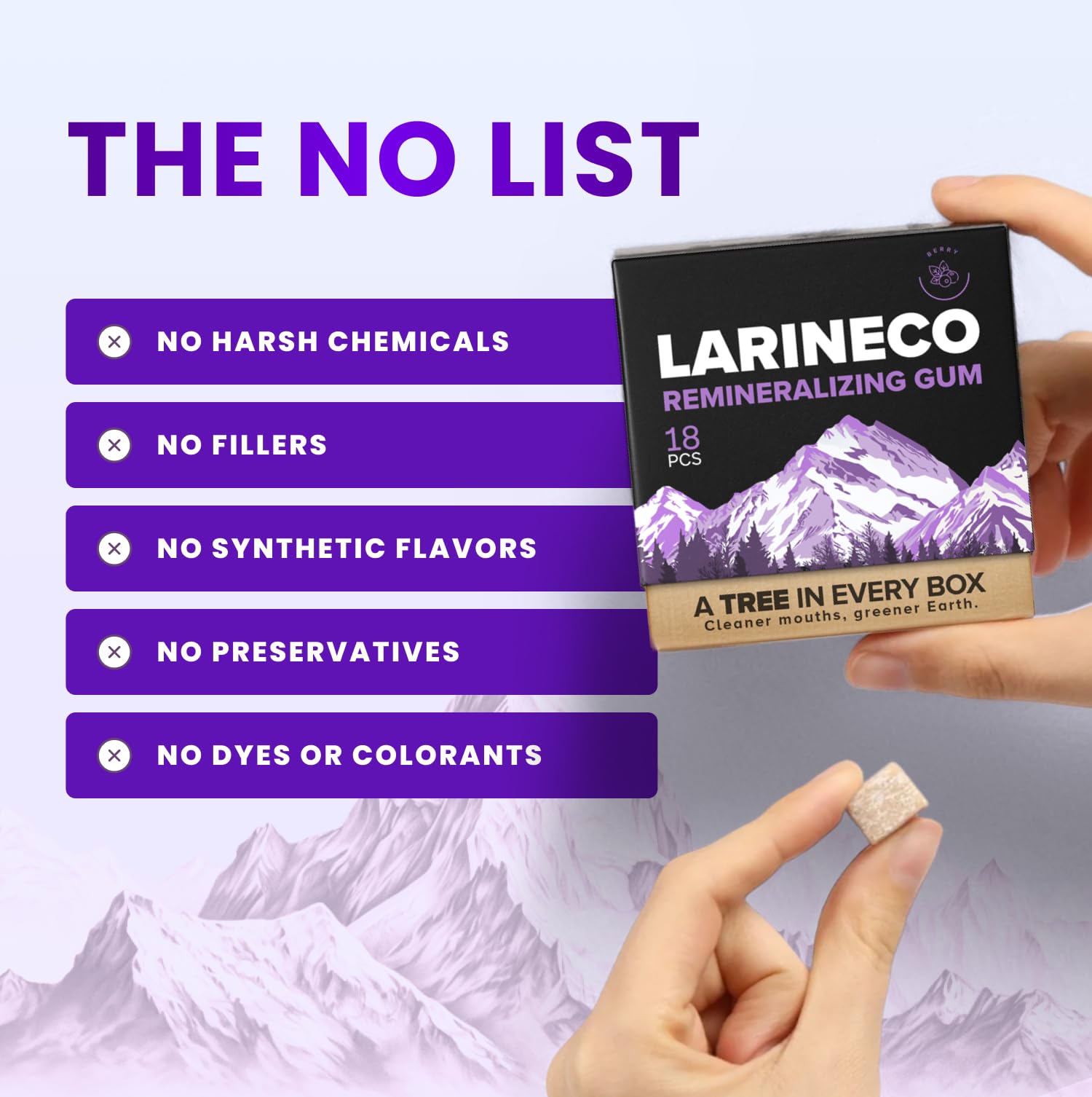 Larine co etiqueta con lista de ingredientes naturales clara