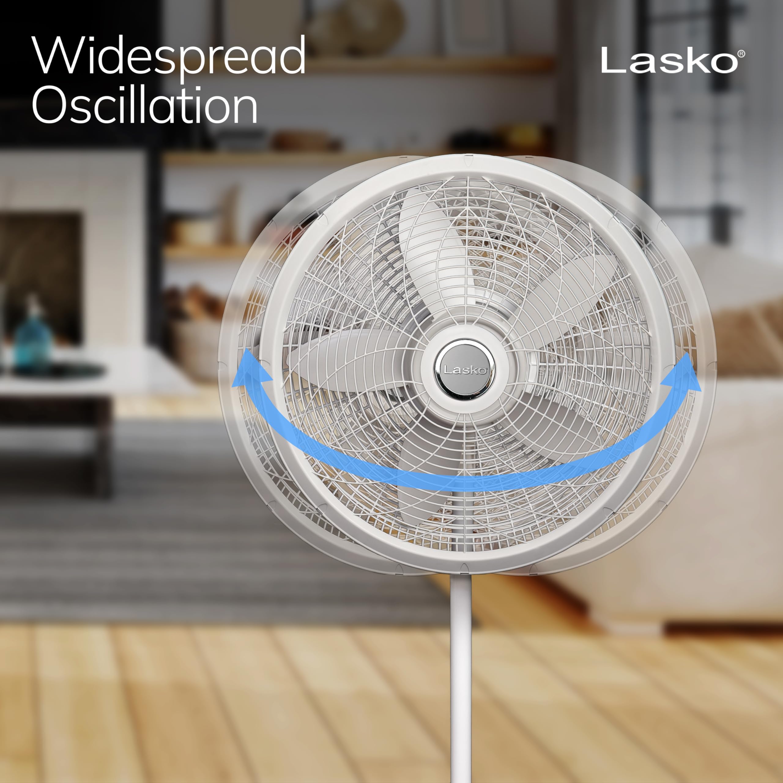 Lasko 1820 vista del cabezal inclinable ajustando dirección del flujo