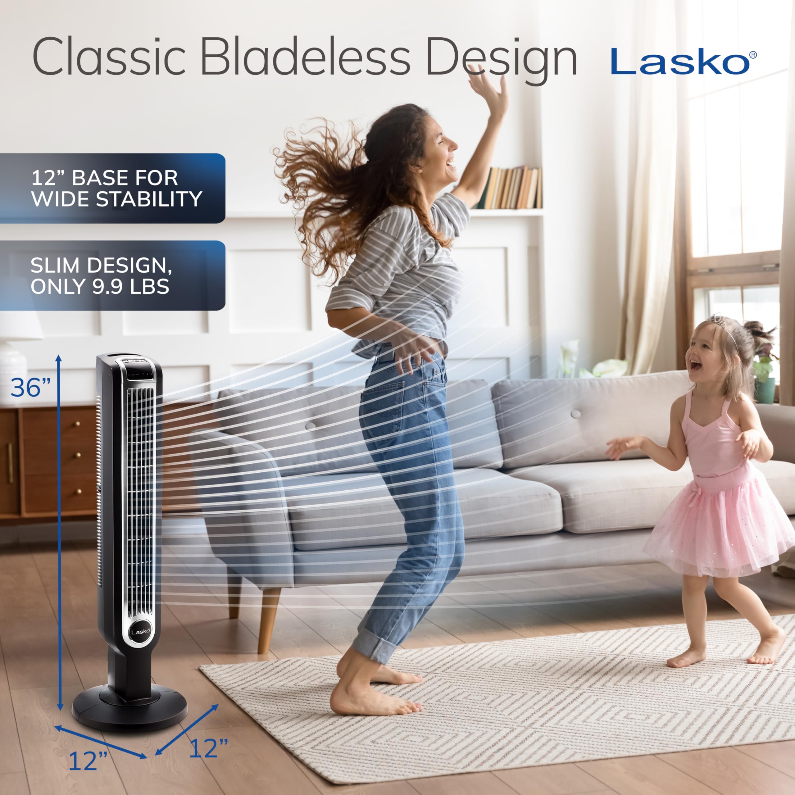 Lasko 2511 situado en dormitorio mostrando refresco silencioso nocturno