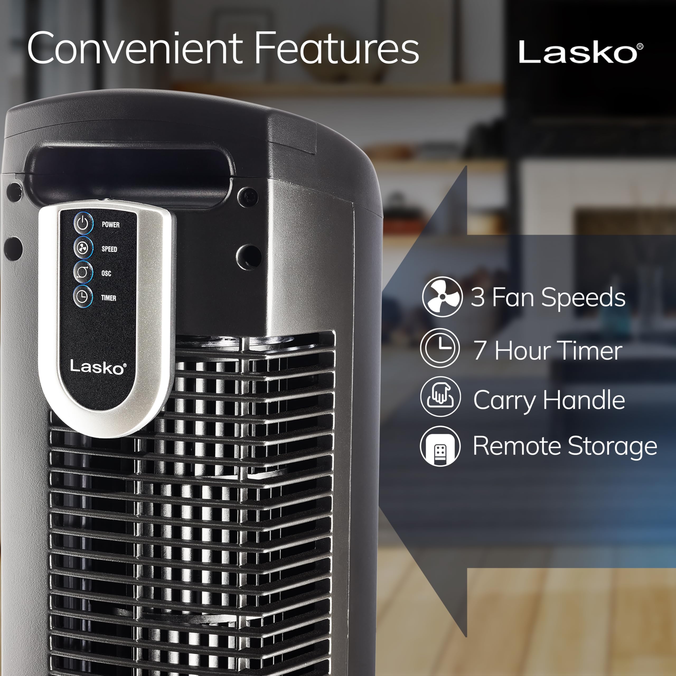 Lasko 2511 en oficina casera ofreciendo aire continuo para concentración