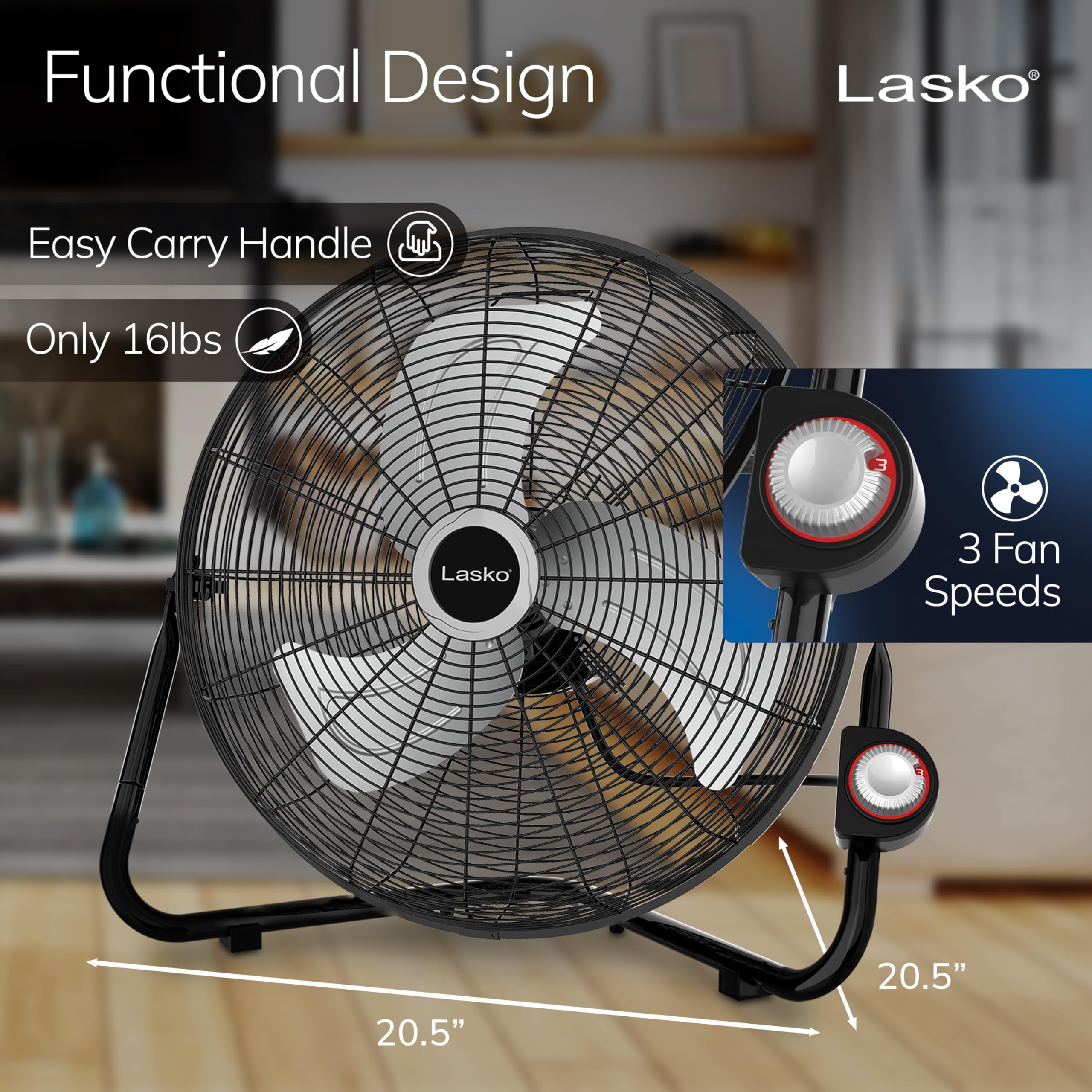 Lasko ventilador en uso en taller refrescando y moviendo aire