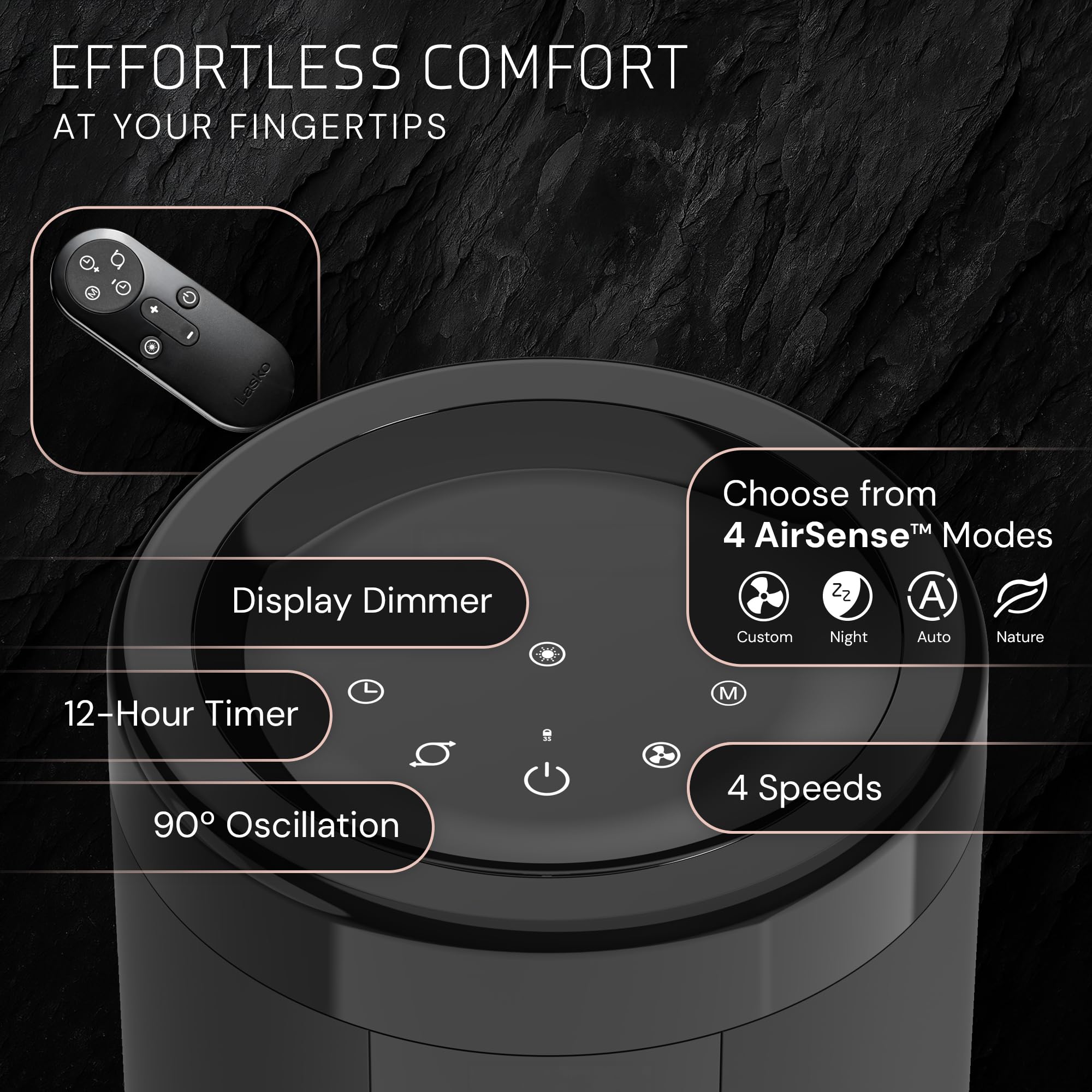 Lasko EST100 funcionando en dormitorio con bajo nivel de ruido