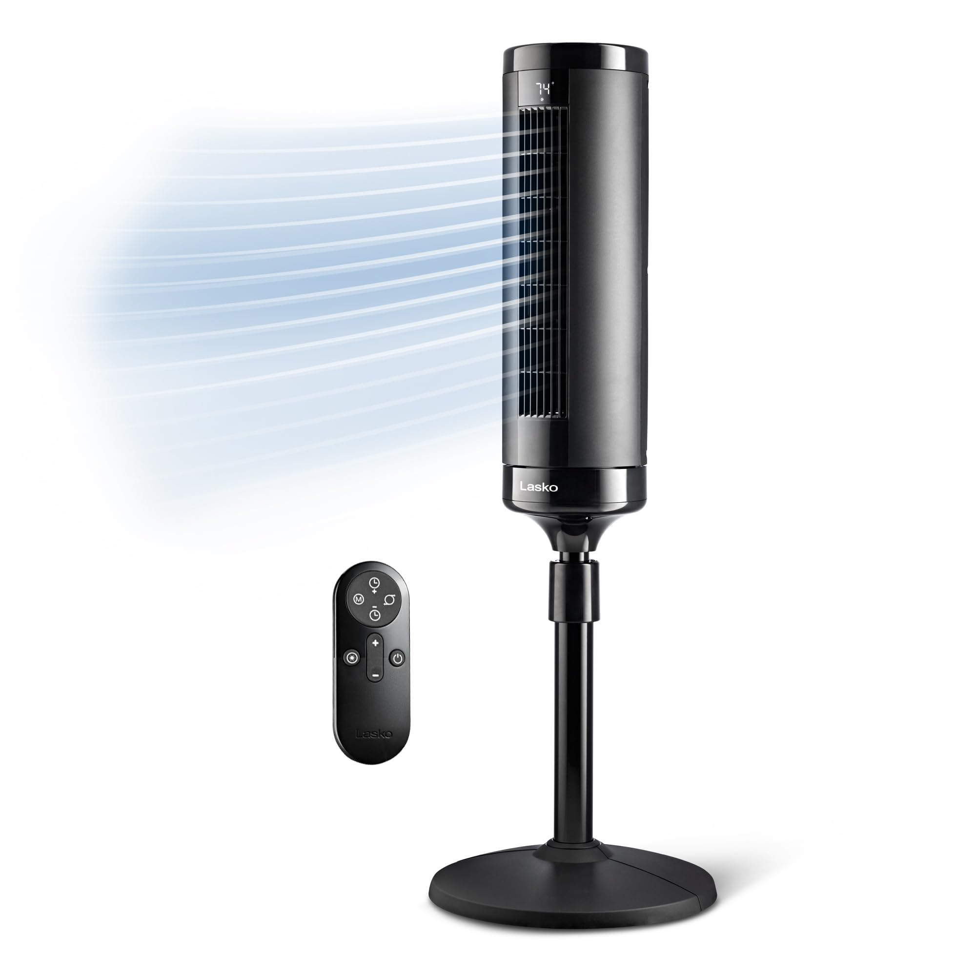 Lasko EST100 vista frontal mostrando diseño y flujo de aire eficiente