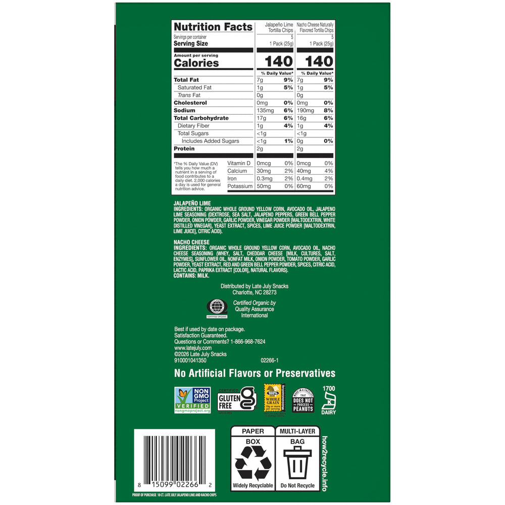 Late July chips en mano listos para consumir, ideal para llevar