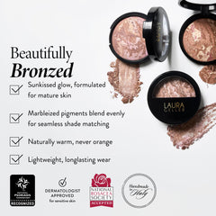 LAURA GELLER aplicación con brocha logrando un brillo natural y modulable