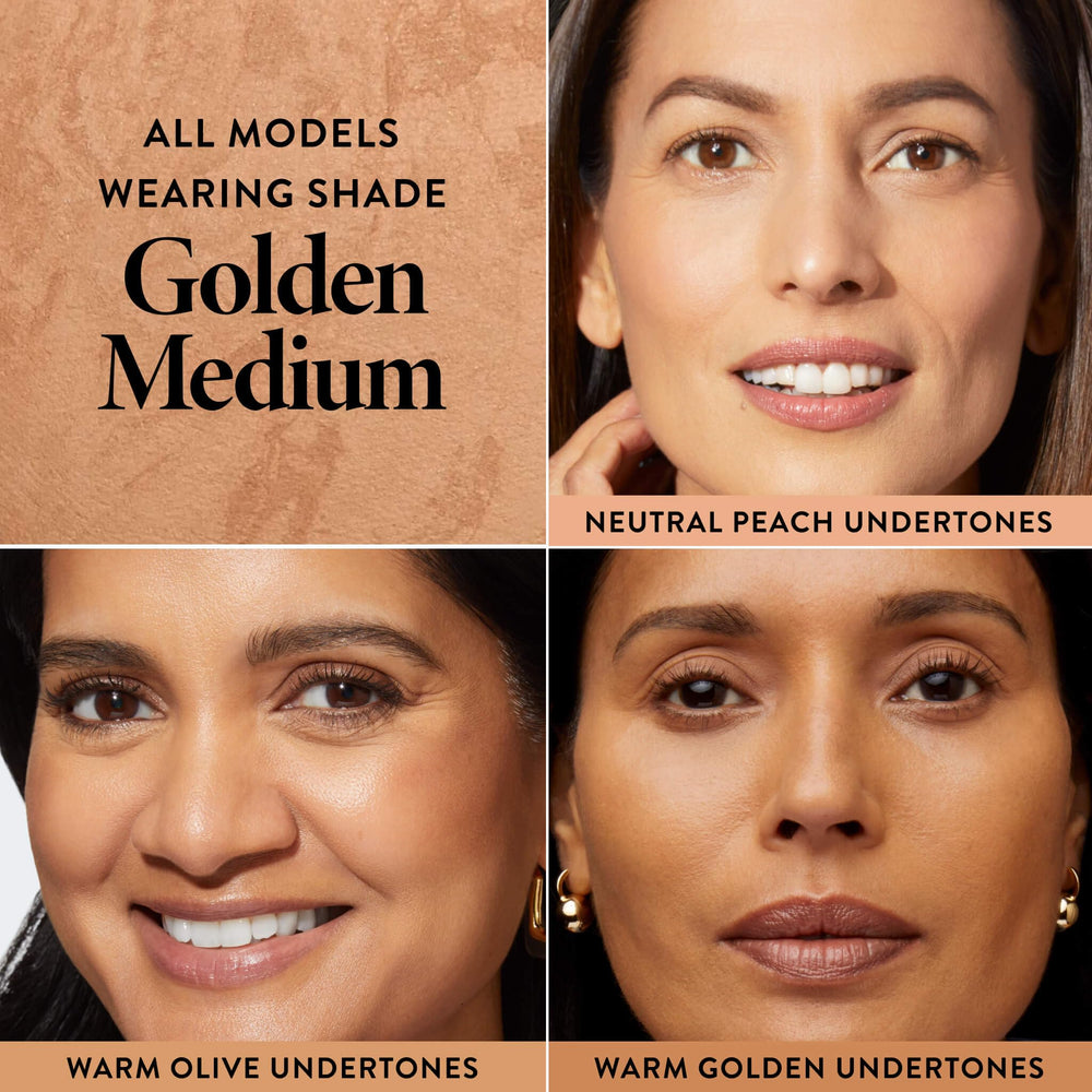 LAURA GELLER muestra del tono Golden Medium en el antebrazo para comparar tono real