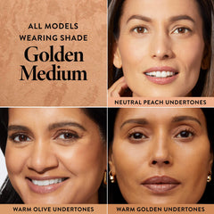LAURA GELLER muestra del tono Golden Medium en el antebrazo para comparar tono real