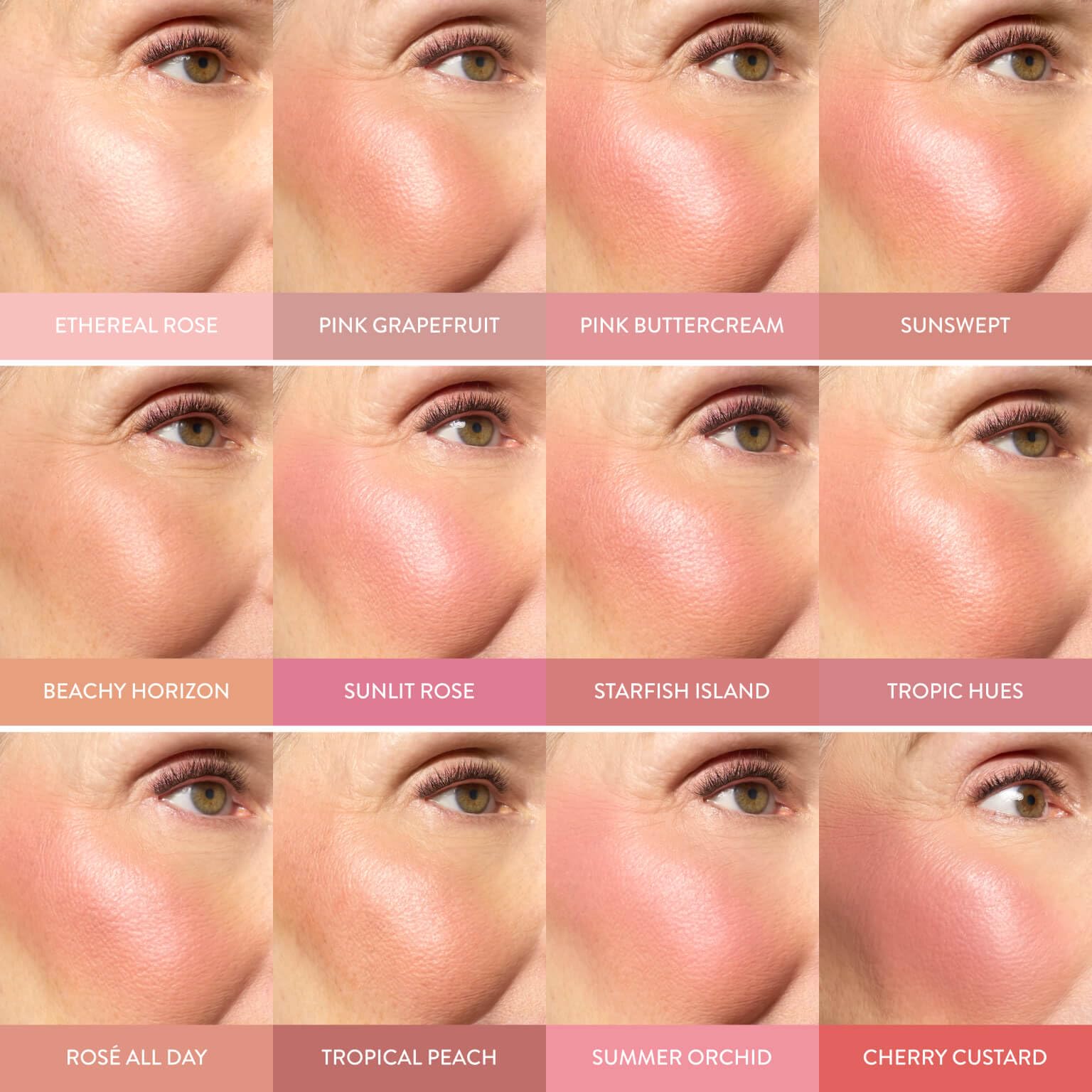 LAURA GELLER blush held in hand for scale showing travel-friendly compact benefit