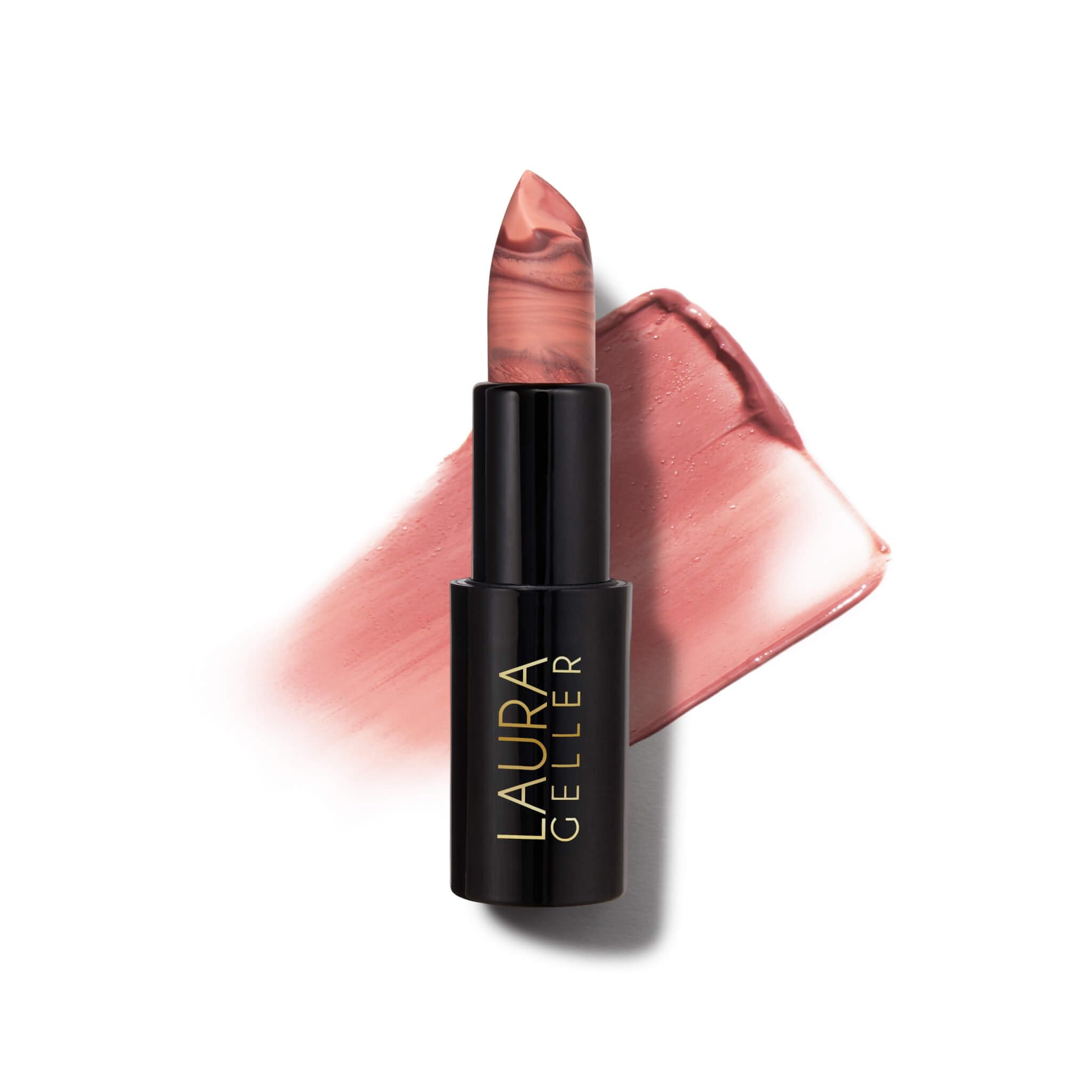 LAURA GELLER NEW YORK envase frontal del labial Honey Bun mostrando diseño y color
