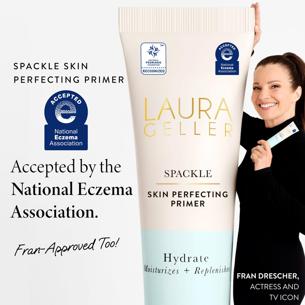 LAURA GELLER Spackle lista de ingredientes clave como ácido hialurónico visible en etiqueta