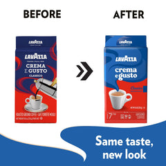Lavazza Crema e Gusto textura del café molido destacando gran cuerpo