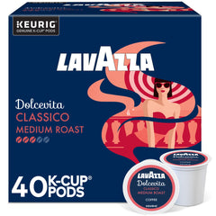 Lavazza Dolcevita front box showing package and 40-count benefit