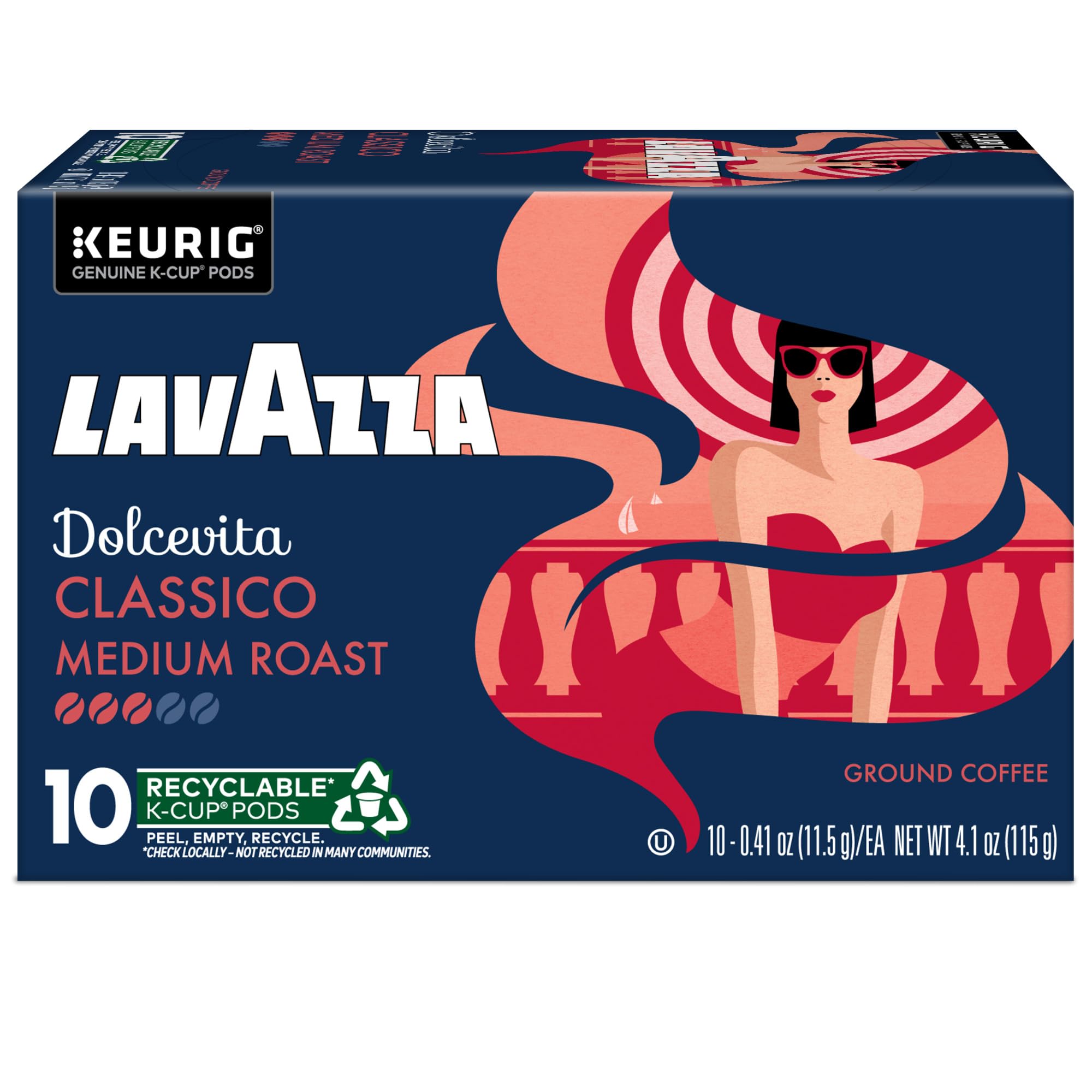 Granos de café de origen africano y sudamericano junto a cápsula Lavazza ilustrando la mezcla