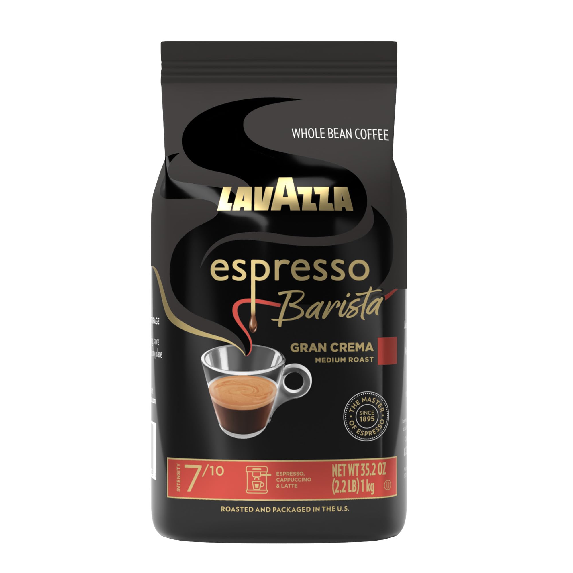Lavazza paquete frontal Gran Crema mostrando diseño y peso, transmite calidad