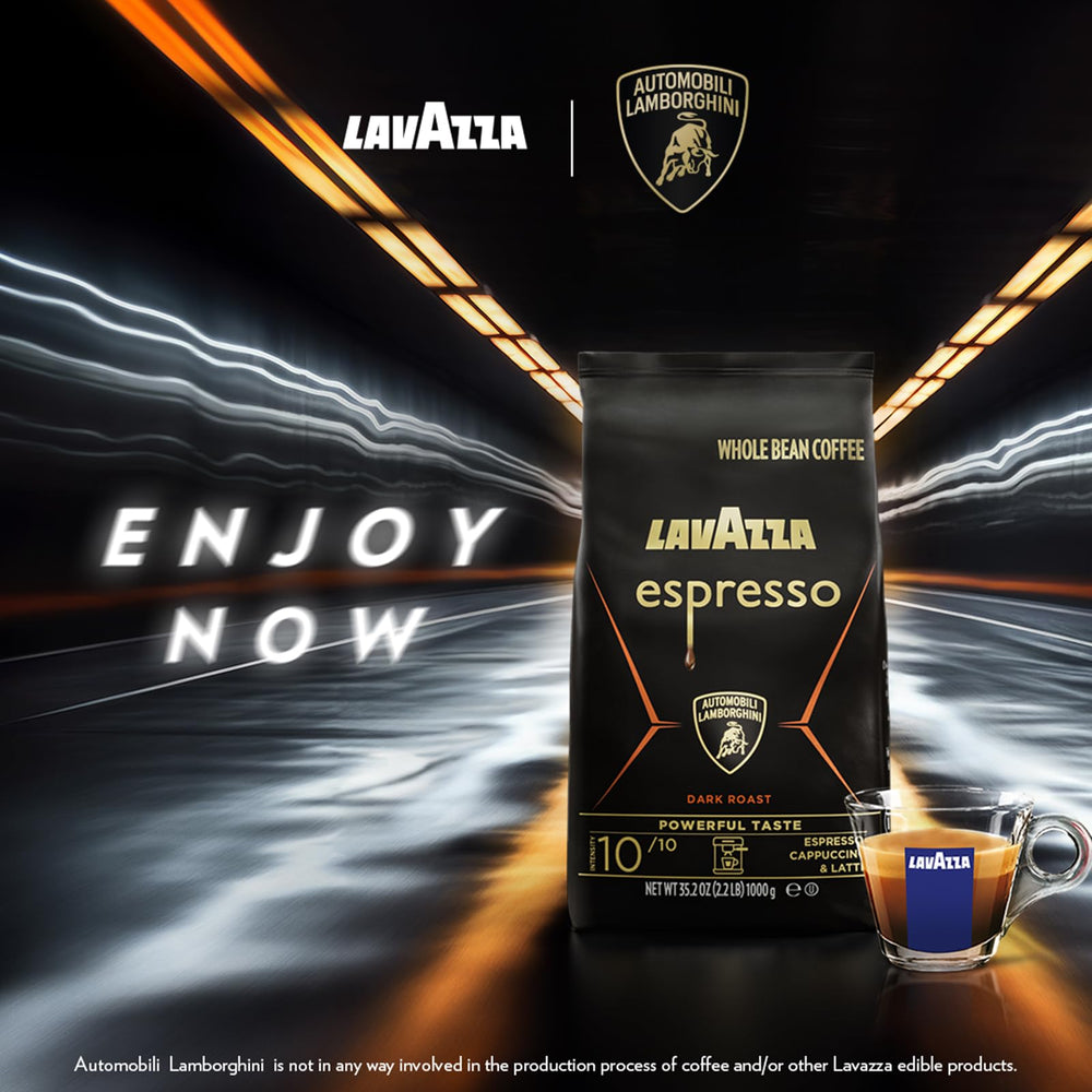 Lavazza bag back label detailing roast and blend for informed brewing