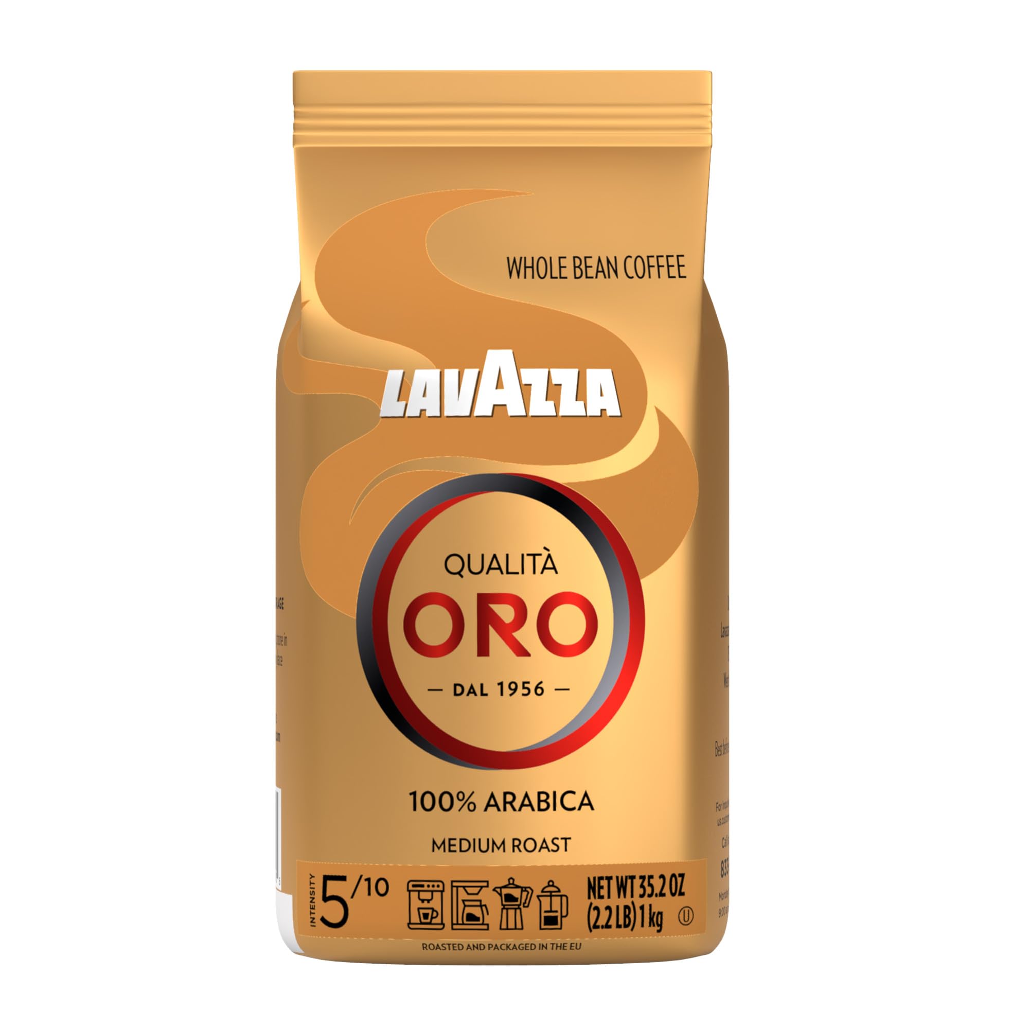 Lavazza Qualità Oro vista frontal del empaque que transmite calidad