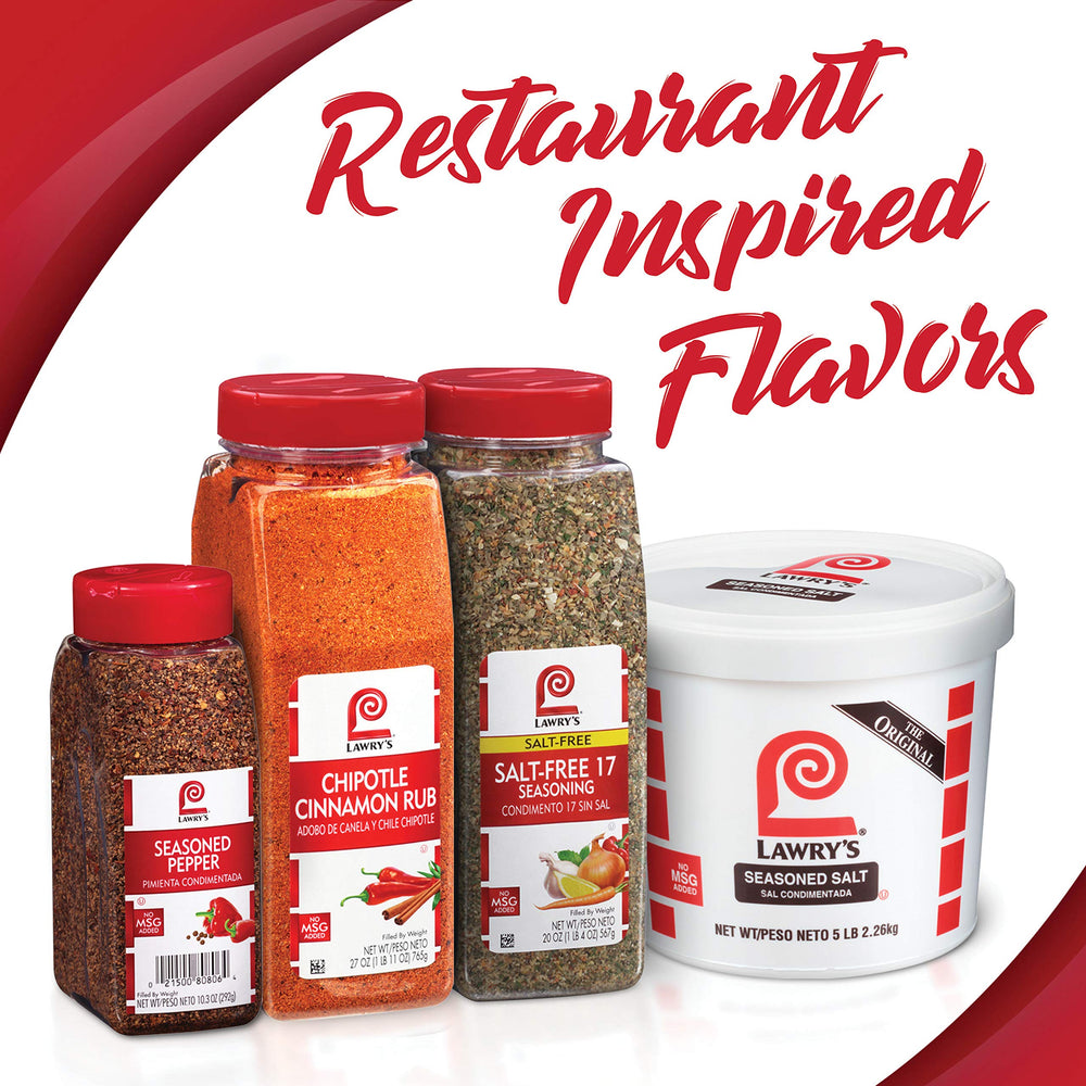 Lawry's detalle de textura del condimento resaltando ingredientes visibles