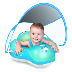 LAYCOL flotador frontal con toldo mostrando sombra y protección solar